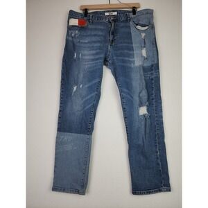 Tommy Hilfiger Mens Etroite Jeans 38x30 Patchwork Colorblock